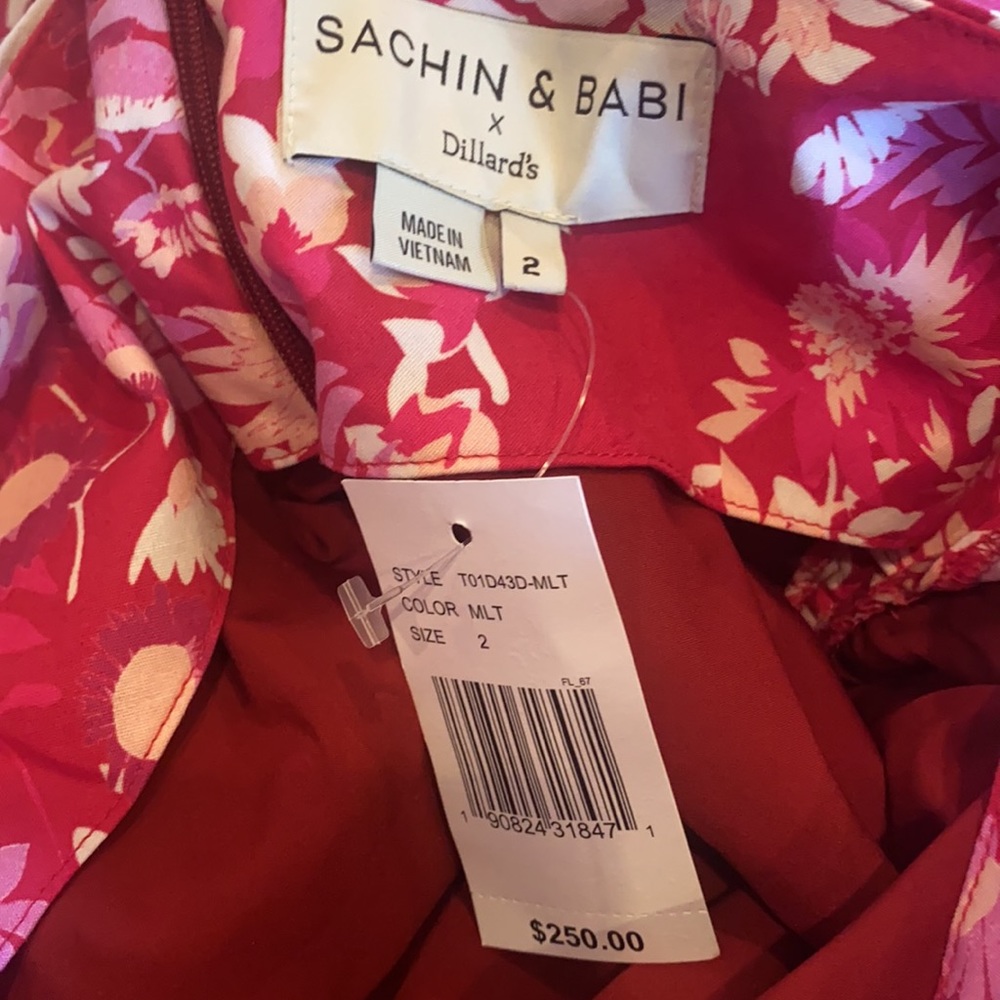 NWT SACHIN & BABI ellen pink floral fitted dress - Picture 3 of 13